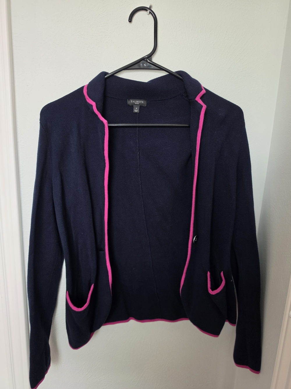 Talbots Petite Navy Open Front Cardigan
